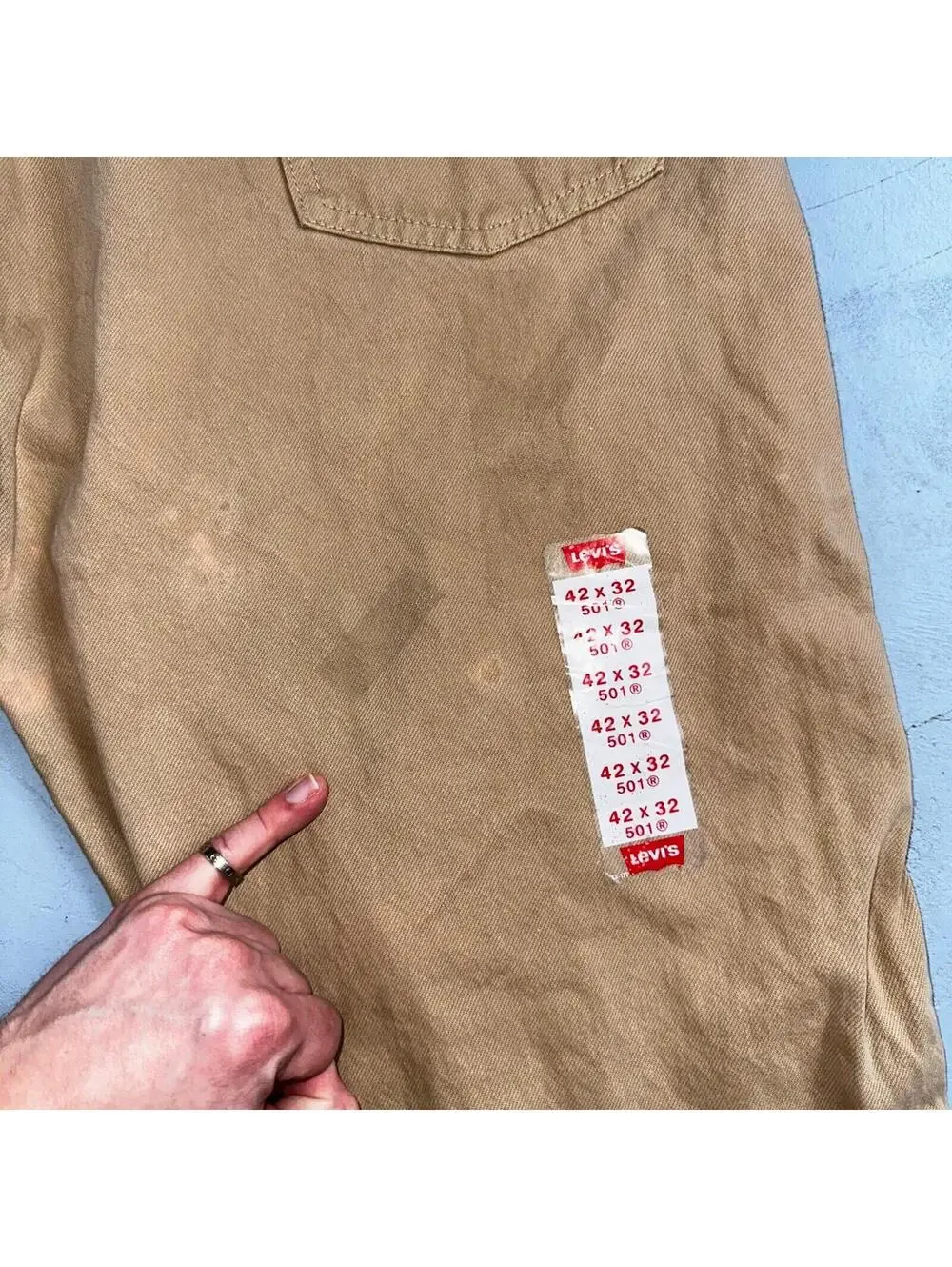 Levis 501 Vintage 90s USA XX Straight Leg Jeans Khaki Brown Wash 42x32 Act 40x32